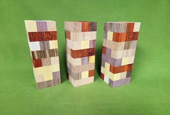 Blank #716 - Segmented Turning Blank ~ 2 3/8" x 2 3/8" x 6 1/2" ~ Set of 3, $42.99 Eclectic Turning Blank